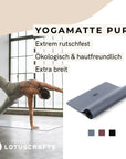 LOTUSCRAFTS Yogamatte Pure | Extra Rutschfest & Gute Dämfpung | Hautfreundlich & Frei von Weichmachern | Für dynamische Yogastile