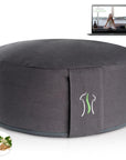 BACKLAXX ® Yoga Kissen, Meditationskissen XL 35cm , 15cm hoch mit Buchweizenfüllung, perfektes Meditation Zubehör, Yogakissen rund inkl. Videokurs - Pouf Sitzkissen Boden